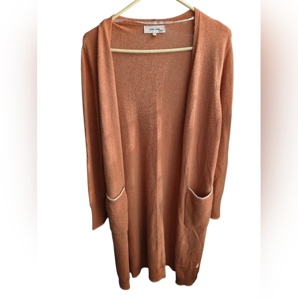John + Jenn Sweaters - John + Jenn Orange White Cardigan Sweater Size M